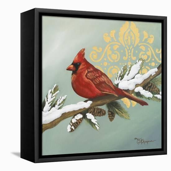 Winter Red Bird II-Tiffany Hakimipour-Framed Stretched Canvas