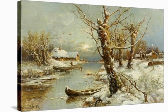 Winter River Landscape, 1897-Juli Julievich Klever-Stretched Canvas