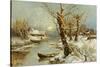 Winter River Landscape, 1897-Juli Julievich Klever-Stretched Canvas