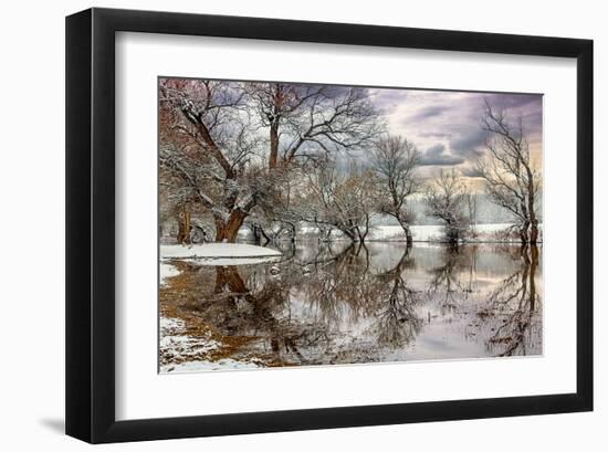 Winter River Zagyva In Hungary-null-Framed Art Print