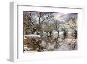 Winter River Zagyva In Hungary-null-Framed Art Print