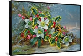 Winter Roses in a Landscape-Albert Williams-Framed Stretched Canvas