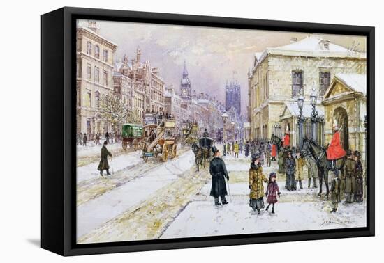 Winter's Mantle - Horse Guards', Whitehall, C.1890-John Sutton-Framed Stretched Canvas