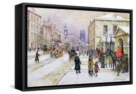 Winter's Mantle - Horse Guards', Whitehall, C.1890-John Sutton-Framed Stretched Canvas