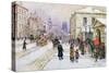 Winter's Mantle - Horse Guards', Whitehall, C.1890-John Sutton-Stretched Canvas