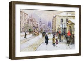 Winter's Mantle - Horse Guards', Whitehall, C.1890-John Sutton-Framed Giclee Print