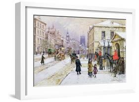 Winter's Mantle - Horse Guards', Whitehall, C.1890-John Sutton-Framed Giclee Print