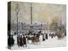 Winter's Mantle, Trafalgar Square, London-John Sutton-Stretched Canvas