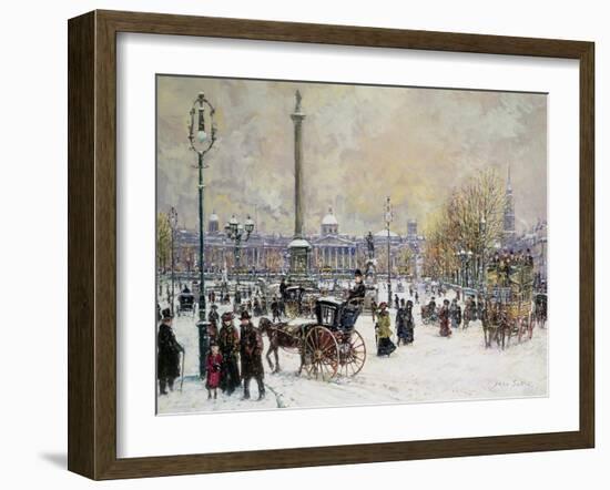 Winter's Mantle, Trafalgar Square, London-John Sutton-Framed Giclee Print