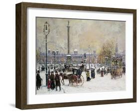 Winter's Mantle, Trafalgar Square, London-John Sutton-Framed Giclee Print