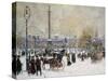 Winter's Mantle, Trafalgar Square, London-John Sutton-Stretched Canvas