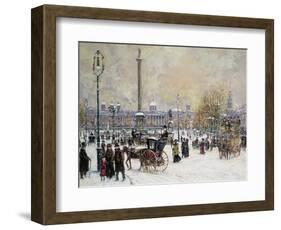 Winter's Mantle, Trafalgar Square, London-John Sutton-Framed Giclee Print