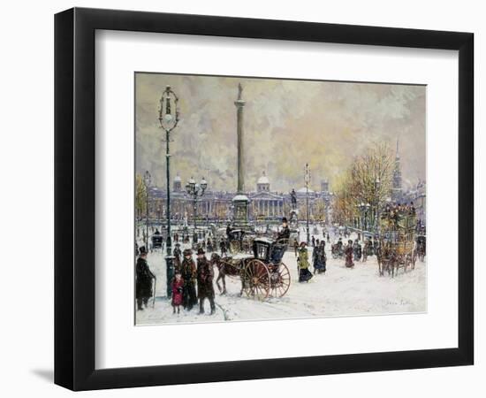 Winter's Mantle, Trafalgar Square, London-John Sutton-Framed Giclee Print