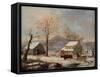 Winter Scene, 1830-60-George Henry Durrie-Framed Stretched Canvas