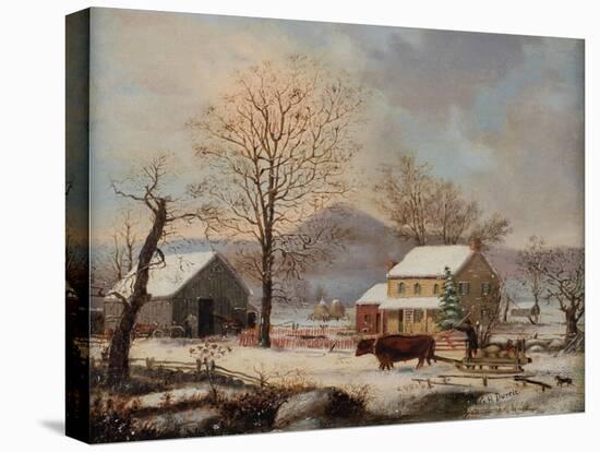 Winter Scene, 1830-60-George Henry Durrie-Stretched Canvas