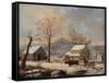 Winter Scene, 1830-60-George Henry Durrie-Framed Stretched Canvas