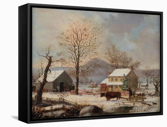 Winter Scene, 1830-60-George Henry Durrie-Framed Stretched Canvas