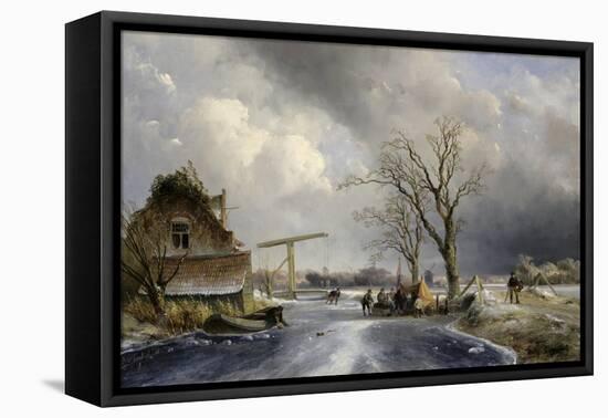 Winter Scene, 1846-Johan-Barthold Jongkind-Framed Stretched Canvas