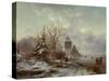Winter Scene, 19Th Century-Andreas Schelfhout-Stretched Canvas