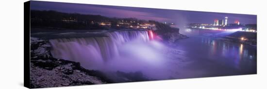 Winter scene at Niagara Falls at dusk, New York State, USA-null-Stretched Canvas