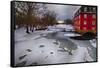 Winter Scene at the Kingston Gristmill, New Jersey-George Oze-Framed Stretched Canvas