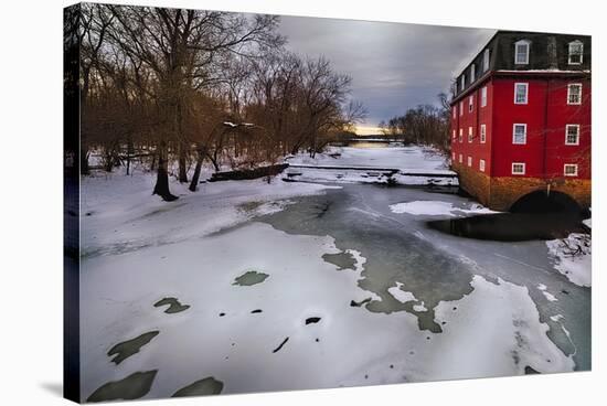 Winter Scene at the Kingston Gristmill, New Jersey-George Oze-Stretched Canvas