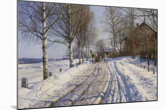 Winter Scene, Dalarne-Peder Mork Monsted-Mounted Giclee Print