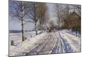 Winter Scene, Dalarne-Peder Mork Monsted-Mounted Giclee Print