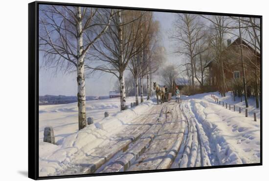 Winter Scene, Dalarne-Peder Mork Monsted-Framed Stretched Canvas
