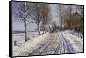 Winter Scene, Dalarne-Peder Mork Monsted-Framed Stretched Canvas