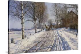 Winter Scene, Dalarne-Peder Mork Monsted-Stretched Canvas