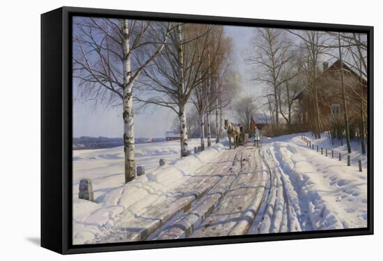 Winter Scene, Dalarne-Peder Mork Monsted-Framed Stretched Canvas