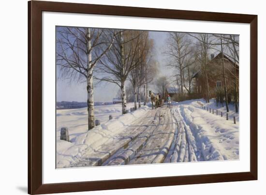 Winter Scene, Dalarne-Peder Mork Monsted-Framed Premium Giclee Print