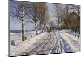 Winter Scene, Dalarne-Peder Mork Monsted-Mounted Giclee Print