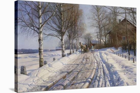 Winter Scene, Dalarne-Peder Mork Monsted-Stretched Canvas