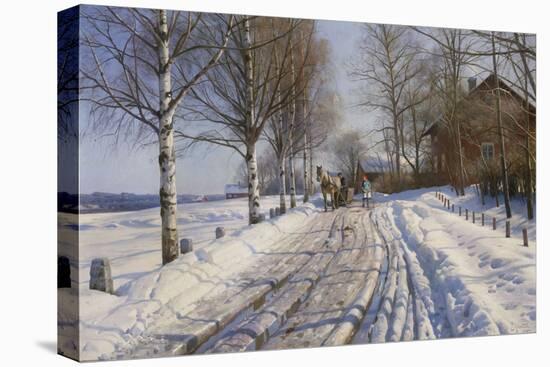 Winter Scene, Dalarne-Peder Mork Monsted-Stretched Canvas