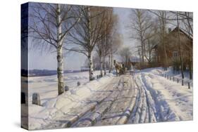 Winter Scene, Dalarne-Peder Mork Monsted-Stretched Canvas