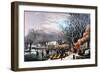 Winter Scene: Evening 1854-Currier & Ives-Framed Giclee Print