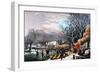 Winter Scene: Evening 1854-Currier & Ives-Framed Giclee Print