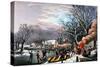 Winter Scene: Evening 1854-Currier & Ives-Stretched Canvas