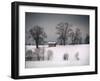 Winter Scene, Hill and Trees, Hut and Foreboding Sky-Sheila Haddad-Framed Photographic Print