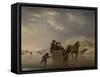 Winter Scene, Horse-Sleigh on the Ice-Andries Vermeulen-Framed Stretched Canvas