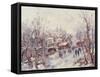 Winter Scene in a French Cathedral Town-Heinrich Hansen-Framed Stretched Canvas