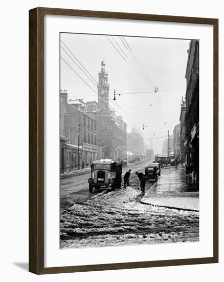 Winter Scene in Great Western Road, 1955-null-Framed Photographic Print