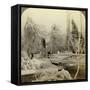 Winter Scene, Luna Island, Niagara Falls, New York, USA-Underwood & Underwood-Framed Stretched Canvas