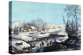 Winter Scene: Morning 1854-Currier & Ives-Stretched Canvas