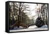 Winter Scene - Old Bridge in Winter Snowy Park-Gorilla-Framed Stretched Canvas