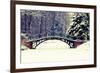 Winter Scene - Old Bridge in Winter Snowy Park-Gorilla-Framed Photographic Print