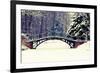 Winter Scene - Old Bridge in Winter Snowy Park-Gorilla-Framed Photographic Print