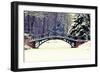 Winter Scene - Old Bridge in Winter Snowy Park-Gorilla-Framed Photographic Print